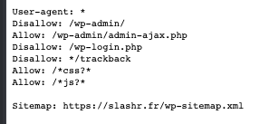 Fichier Robots.txt du site Slashr