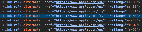 Gestion du hreflang chez apple