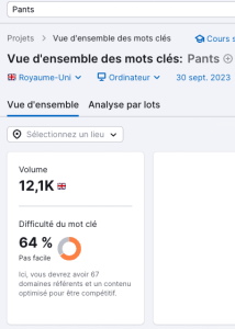 Nombre de recherches mensuelles pour "pants" aux UK