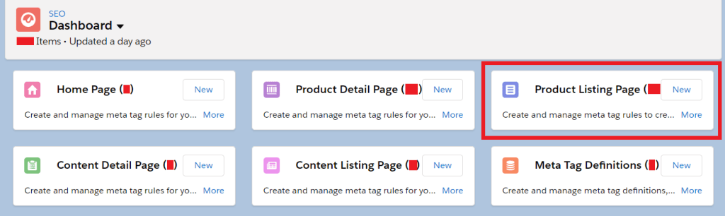 dashboard de salesforce pour la gestion des meta