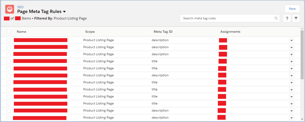 Liste des règles sur salesforce