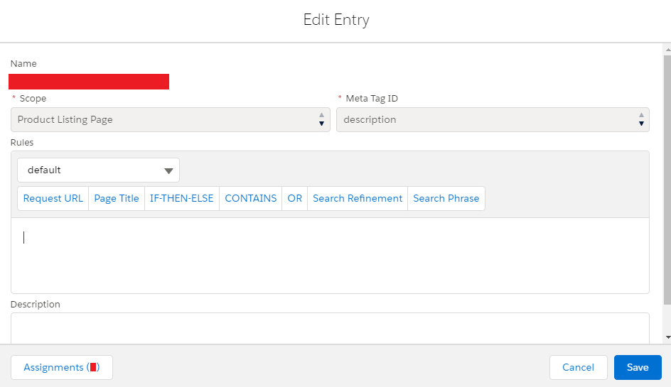 Salesforce interface de gestion d'une règle de title