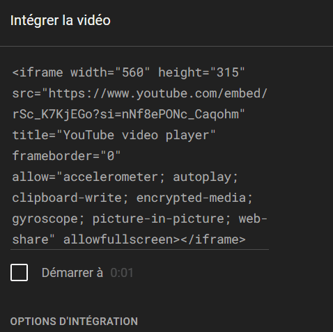 comment intégrer une vidéo youtube