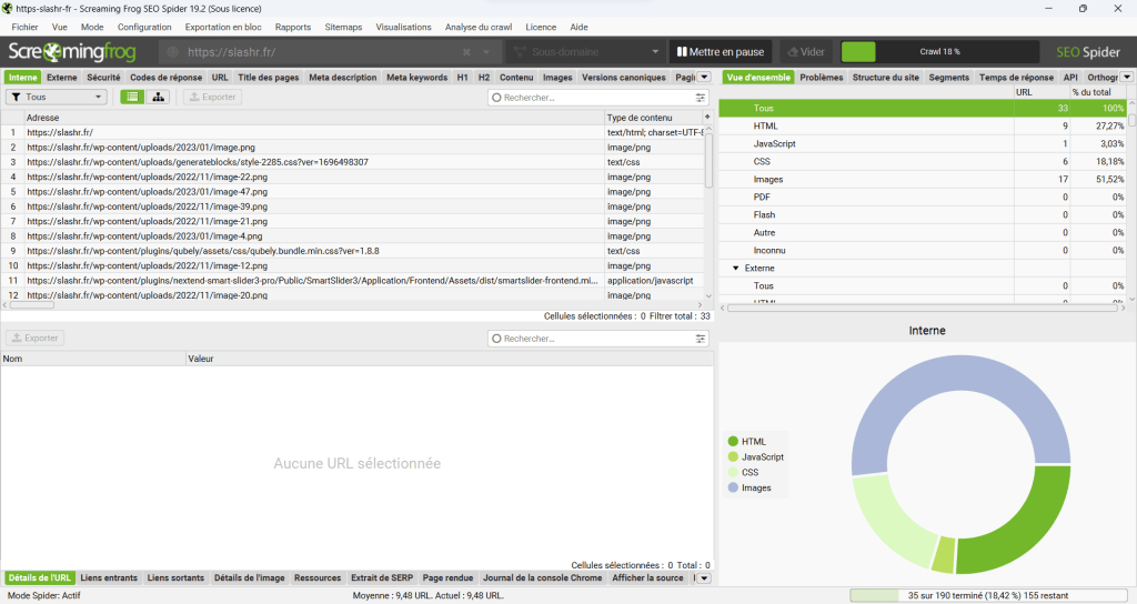 premier crawl avec Screaming Frog