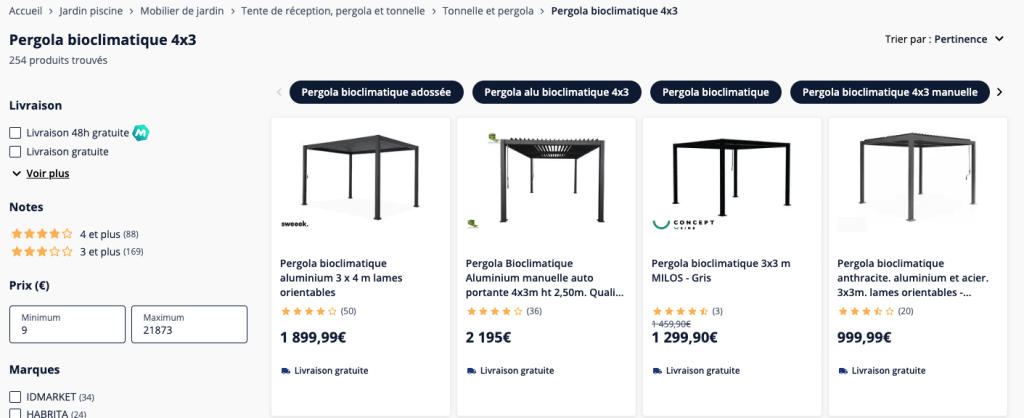 Bloc de maillage interne sur les pages générées avec le searchdexing sur manomano
