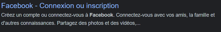 meta description de facebook