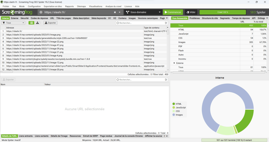 le mode spider dans Screaming Frog
