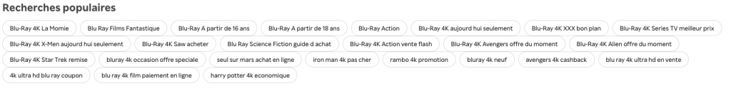 Maillage interne entre les pages générées via searchdexing par Rakuten