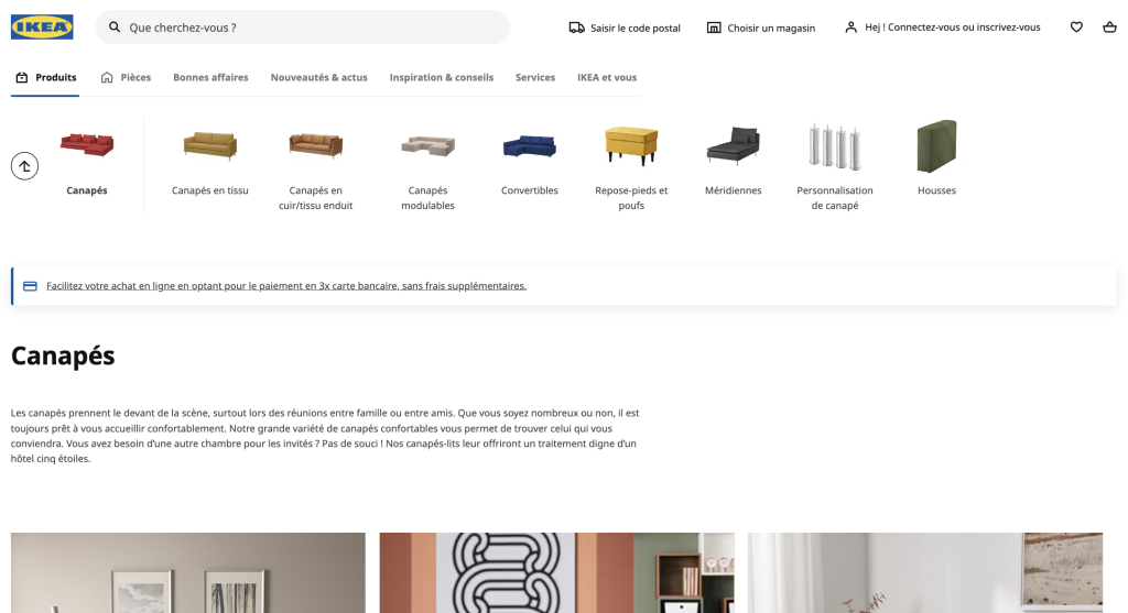 Exemple sous catégories ikea seo