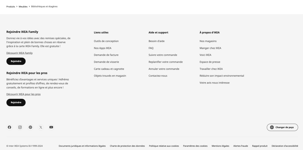 Footer ikea maillage interne fil d'ariane