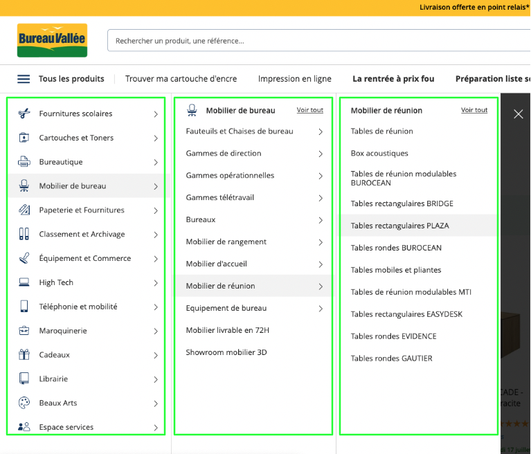 mega menu exemple obfuscation seo