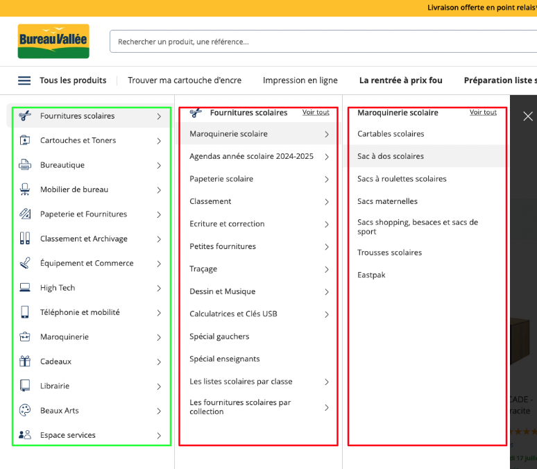 mega menu exemple obfuscation seo