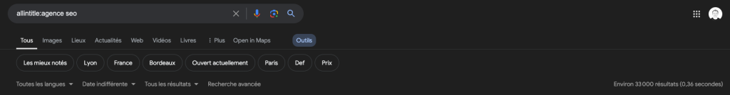 recherche nombre de résultats mots-clés