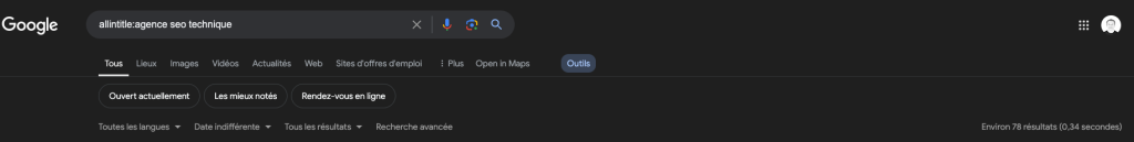 recherche nombre de résultats mots-clés