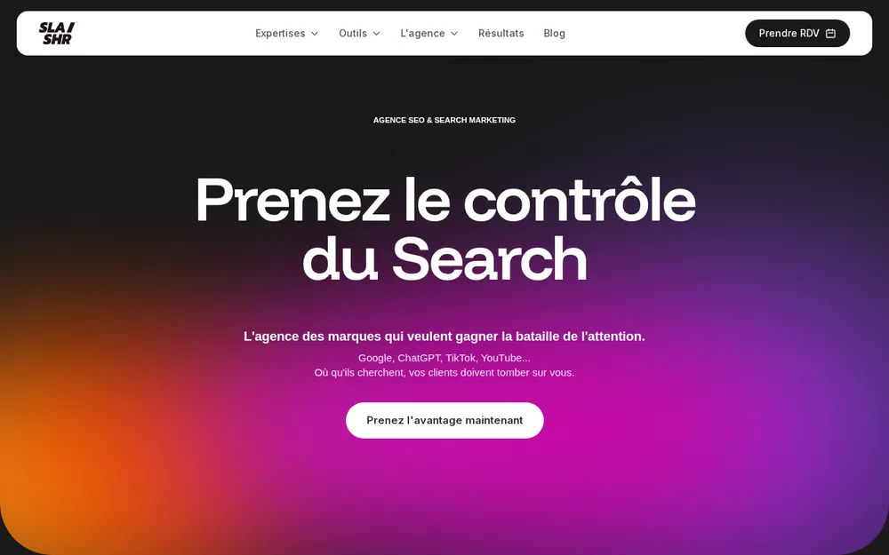 Page d'accueil de Slashr