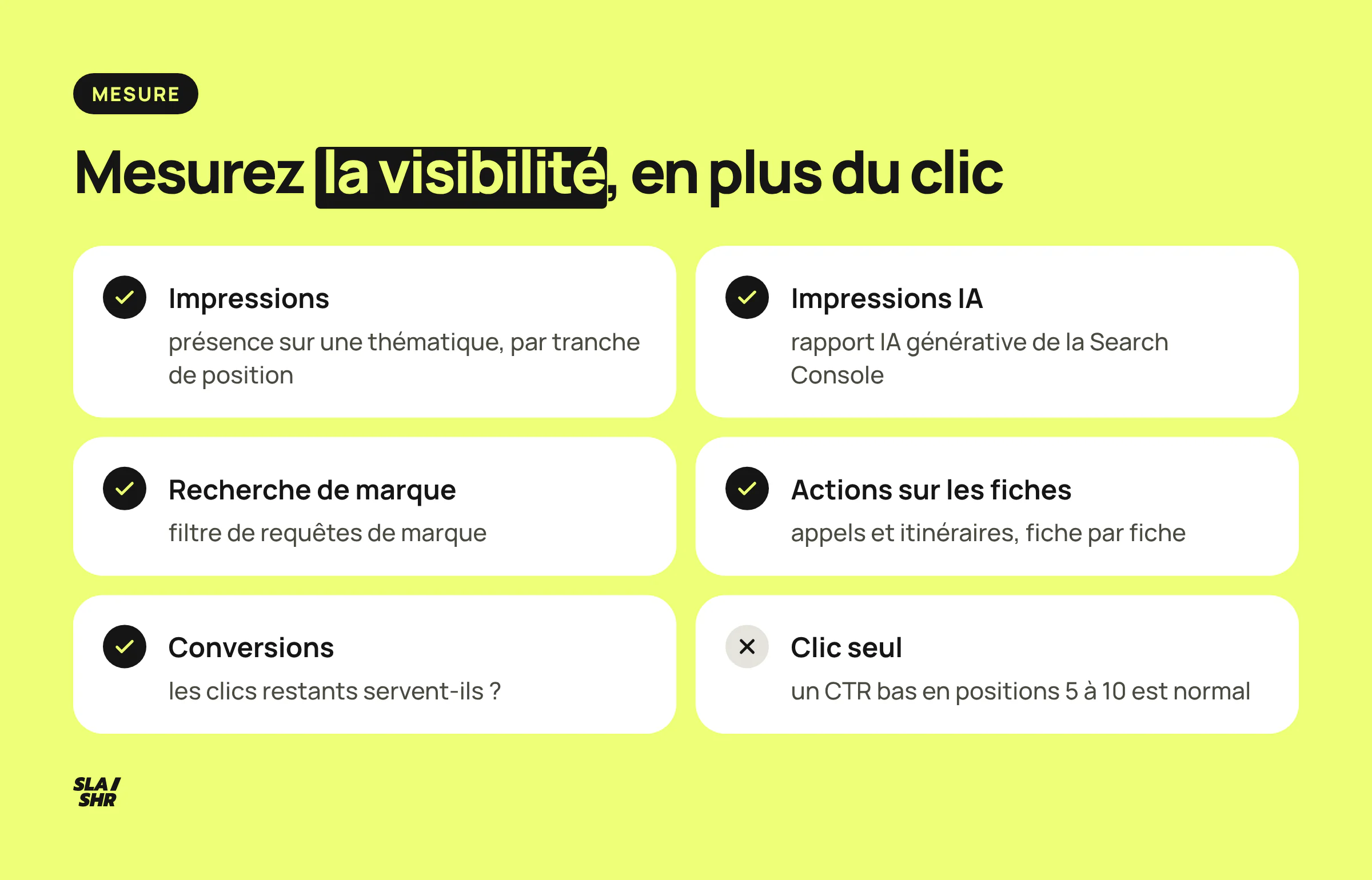 Les indicateurs à suivre en ère zéro clic : impressions, recherche de marque, rétention et signaux indirects, le trafic organique seul ne suffit plus